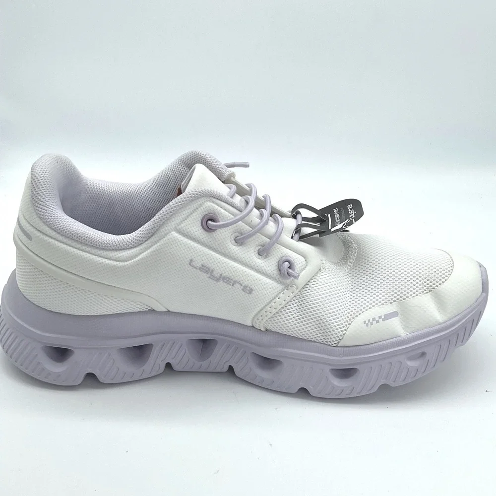 Layer 8 Womens Cloud Comfort Athletic Sneakers White Lavender Size 7.5